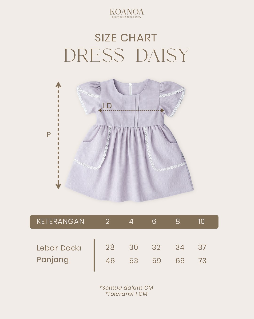 Dress Daisy Mocca | Dress Anak Perempuan Usia 2 - 10 Tahun